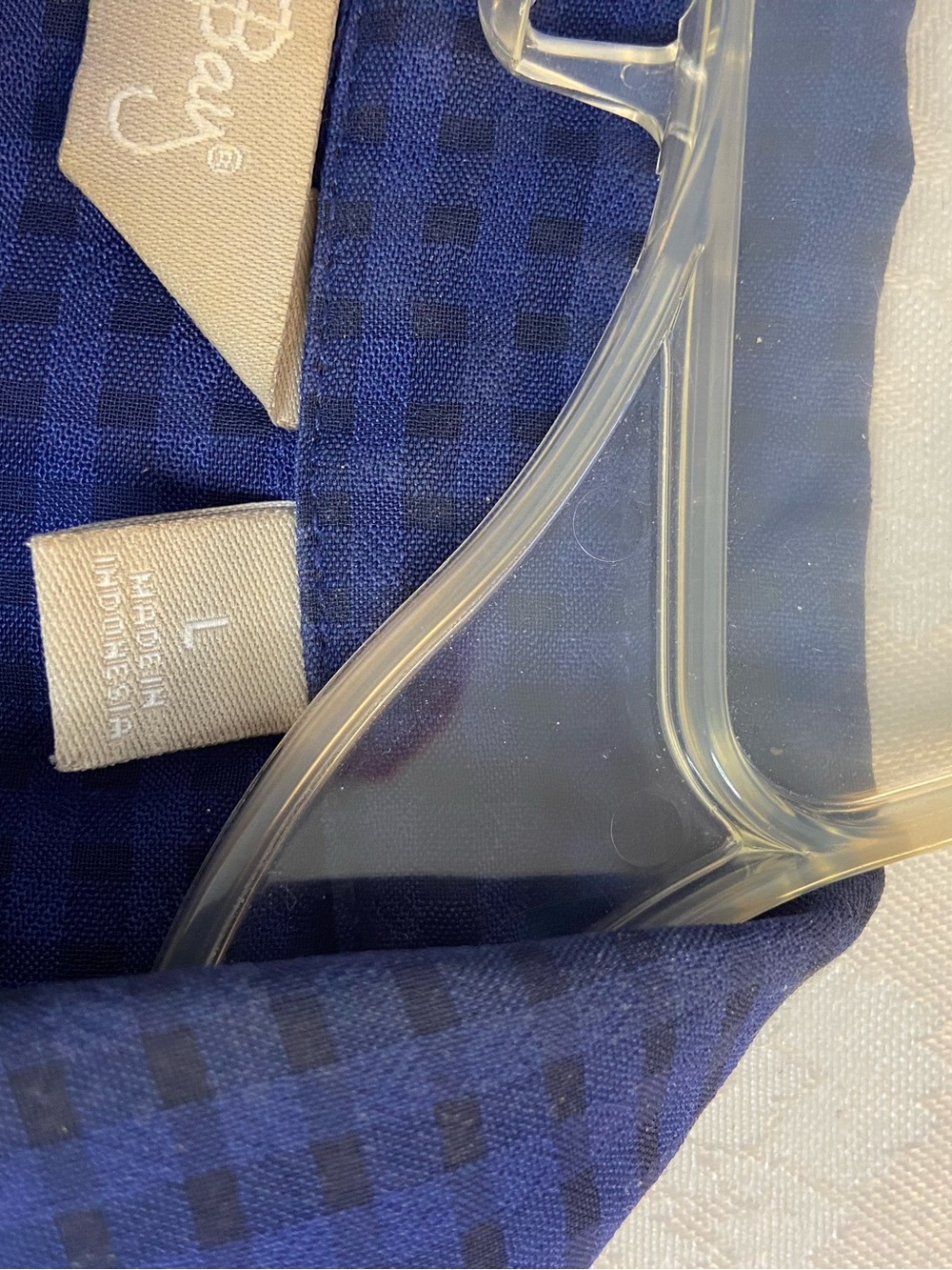 Coral Bay Royal Blue Checked Button-Up Blouse Size L - Picture 4 of 5